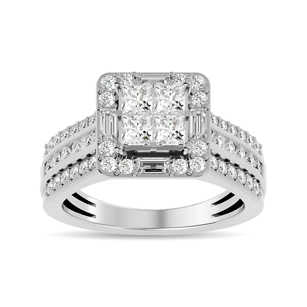 Diamond 1 1/2 Ct.tw Princess Head Engagement Ring in 14K White Gold: Diamond 1 1/2 Ct.tw Princess Head Engagement Ring in 14K White Gold 14k White Gold Stone Color: Gh Stone Clarity: Si2 Each ring is presented in standard size 6.5. Complimentary resizing is available b