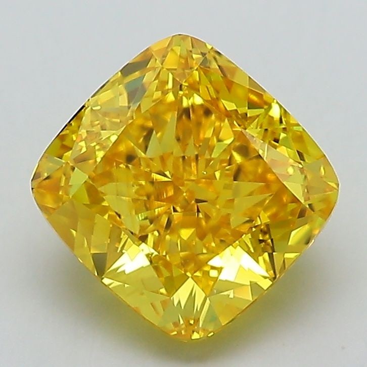 Loose Diamond - CUSHION MODIFIED 2.34ct Fancy Vivid Yellow VS1: Loose Diamond - CUSHION MODIFIED 2.34ct Fancy Vivid Yellow VS1 Source: This is a real non-mined Diamond that has been grown in a lab Shape: CUSHION MODIFIED Carats: 2.34 Color: Fancy Vivid Yellow Cert