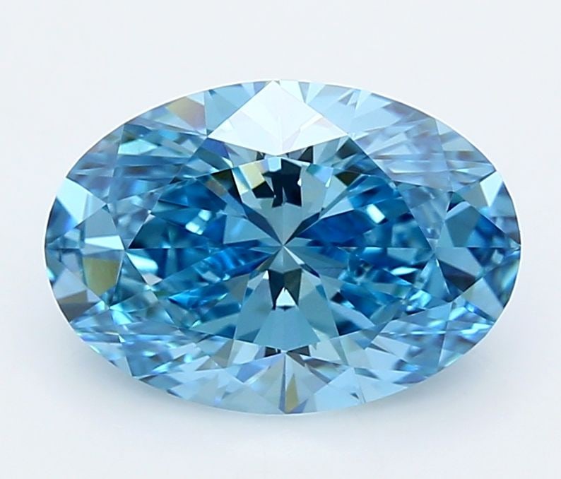 Loose Diamond - OVAL 3.04ct Fancy Vivid Blue VVS2: Loose Diamond - OVAL 3.04ct Fancy Vivid Blue VVS2 Source: This is a real non-mined Diamond that has been grown in a lab Shape: OVAL Carats: 3.04 Color: Fancy Vivid Blue Certification: IGI Video: