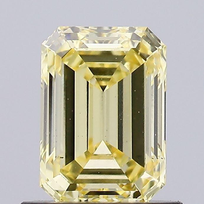 Loose Diamond - EMERALD 0.9ct Fancy Yellow VS2: Loose Diamond - EMERALD 0.9ct Fancy Yellow VS2 Source: This is a real non-mined Diamond that has been grown in a lab Shape: EMERALD Carats: 0.9 Color: Fancy Yellow Certification: IGI Video: