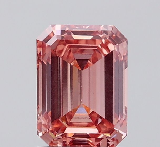 Loose Diamond - EMERALD 1.62ct Fancy Vivid Brownish Pink VS2: Loose Diamond - EMERALD 1.62ct Fancy Vivid Brownish Pink VS2 Source: This is a real non-mined Diamond that has been grown in a lab Shape: EMERALD Carats: 1.62 Color: Fancy Vivid Brownish Pink Certific