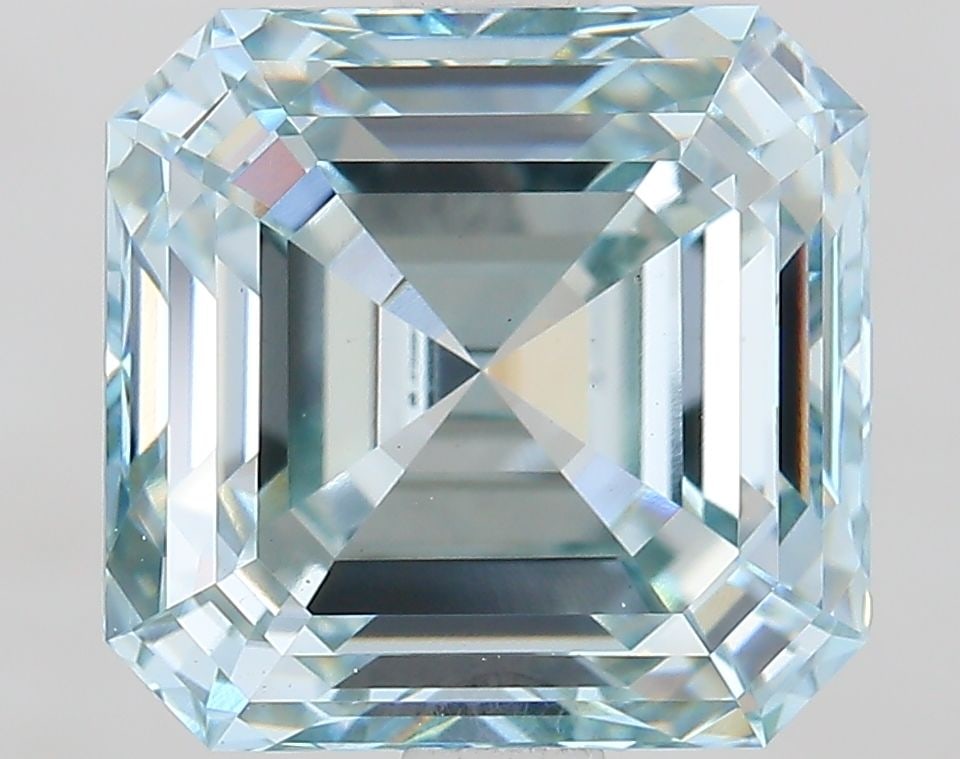 Loose Diamond - ASSCHER 3.03ct Fancy Blue Green VS1: Loose Diamond - ASSCHER 3.03ct Fancy Blue Green VS1 Source: This is a real non-mined Diamond that has been grown in a lab Shape: ASSCHER Carats: 3.03 Color: Fancy Blue Green Certification: IGI The Dia