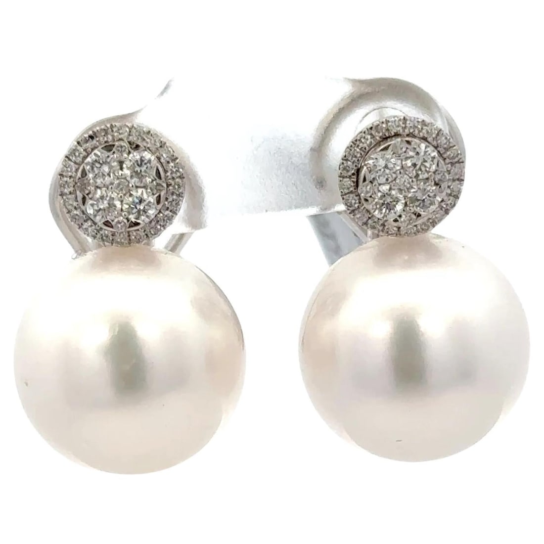 Harbor Diamonds 18K White Gold South Sea Pearl Diamond Drop Earrings (1 of 6)