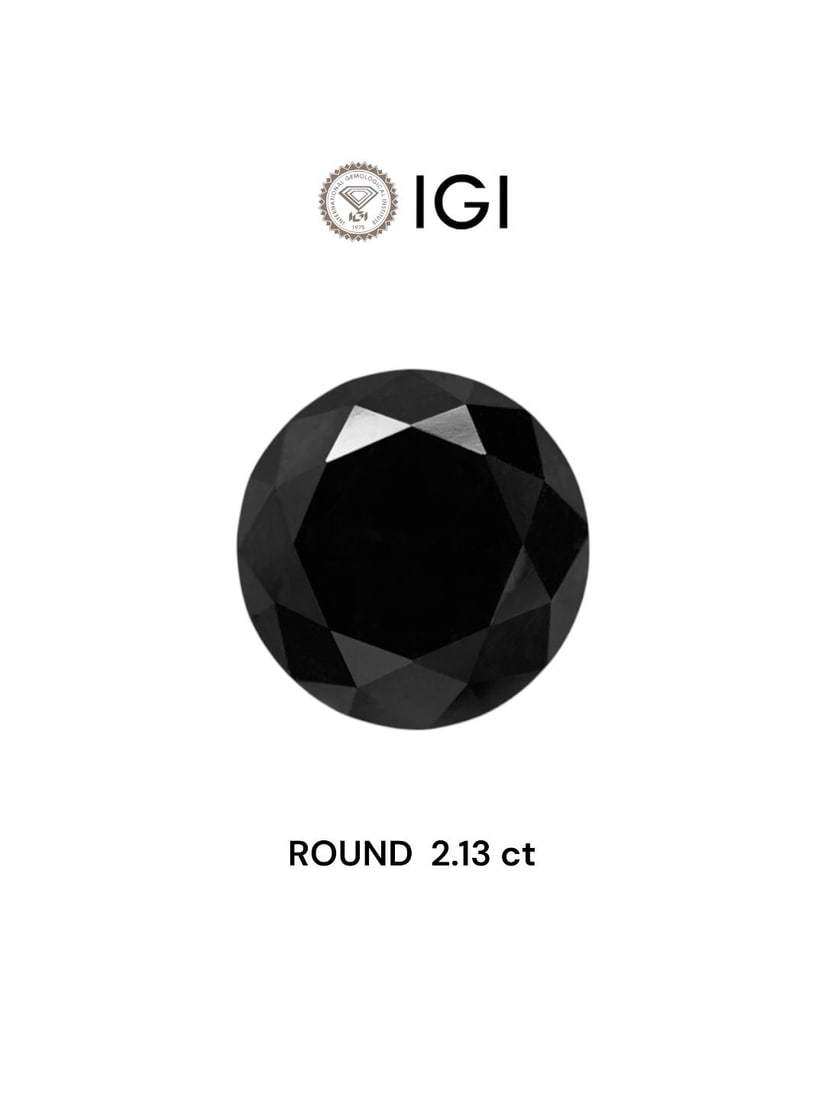 Loose Diamond - ROUND 2.13ct Black: Loose Diamond - ROUND 2.13ct Black Source: Natural Shape: ROUND Carats: 2.13 Color: Black Certification: IGI Video: