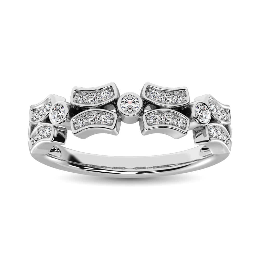 Diamond 1/5 Ct.Tw. Stackable Band in 14K White Gold: Diamond 1/5 Ct.Tw. Stackable Band in 14K White Gold 14k White Gold Stone Color: G-h Stone Clarity: I1 Each ring is presented in standard size 6.5. Complimentary resizing is available between sizes 510