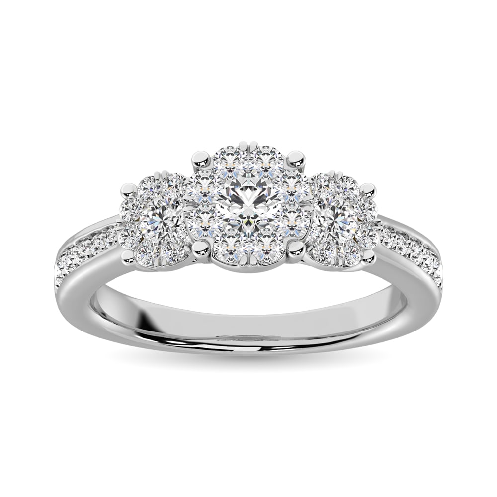 Diamond 3/4 Ct.tw Round-cut Engagement Ring in 14K White Gold: Diamond 3/4 Ct.tw Round-cut Engagement Ring in 14K White Gold 14k White Gold Stone Color: G-h Stone Clarity: I1 Each ring is presented in standard size 6.5. Complimentary resizing is available between