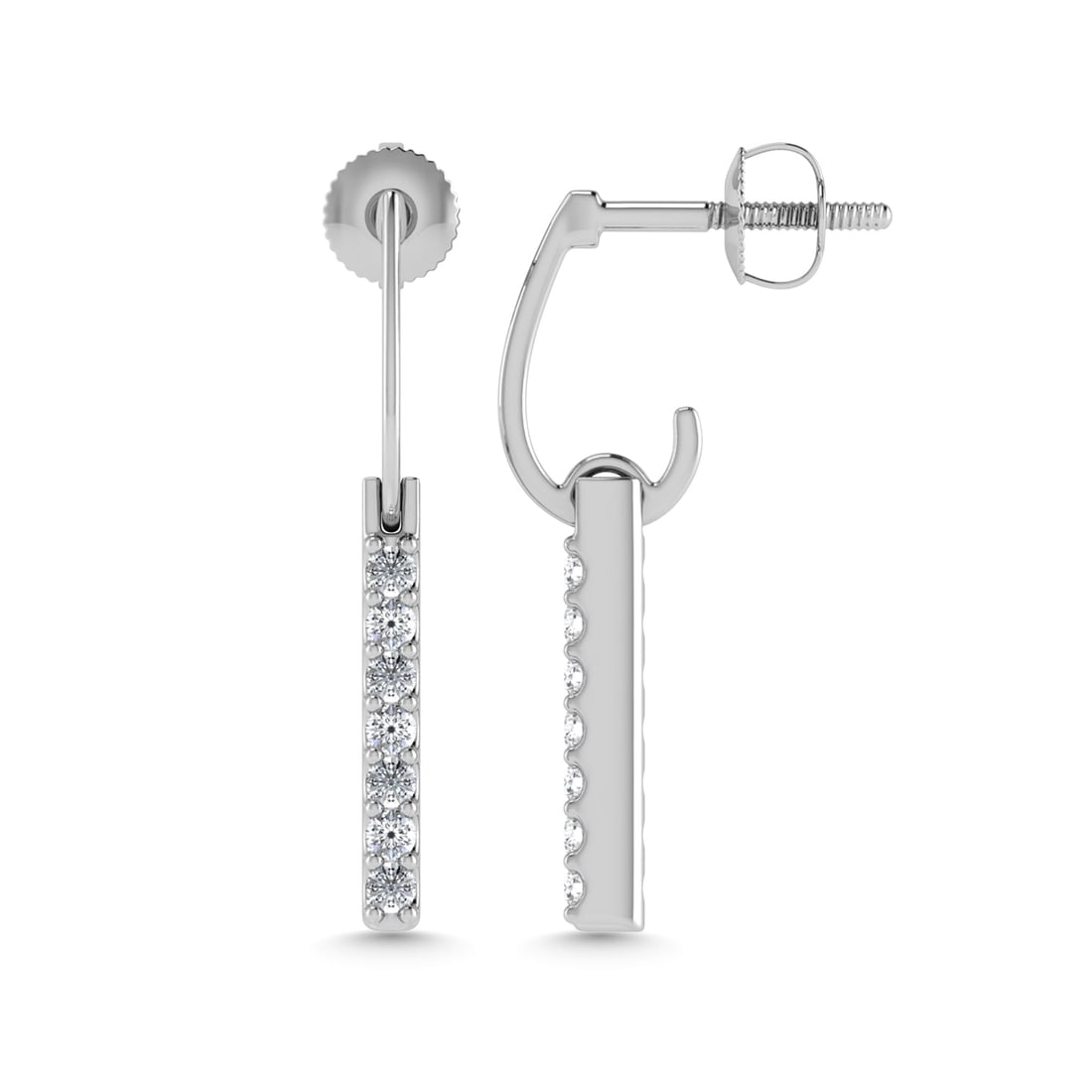 Diamond 1/4 Ct.Tw. Dangler Earrings in 10K White Gold: Diamond 1/4 Ct.Tw. Dangler Earrings in 10K White Gold 10k White Gold Stone Color: G-h Stone Clarity: I1 This item may take 2-5 weeks for shipping. The Diamond Depot Guarantee: All items in this auctio