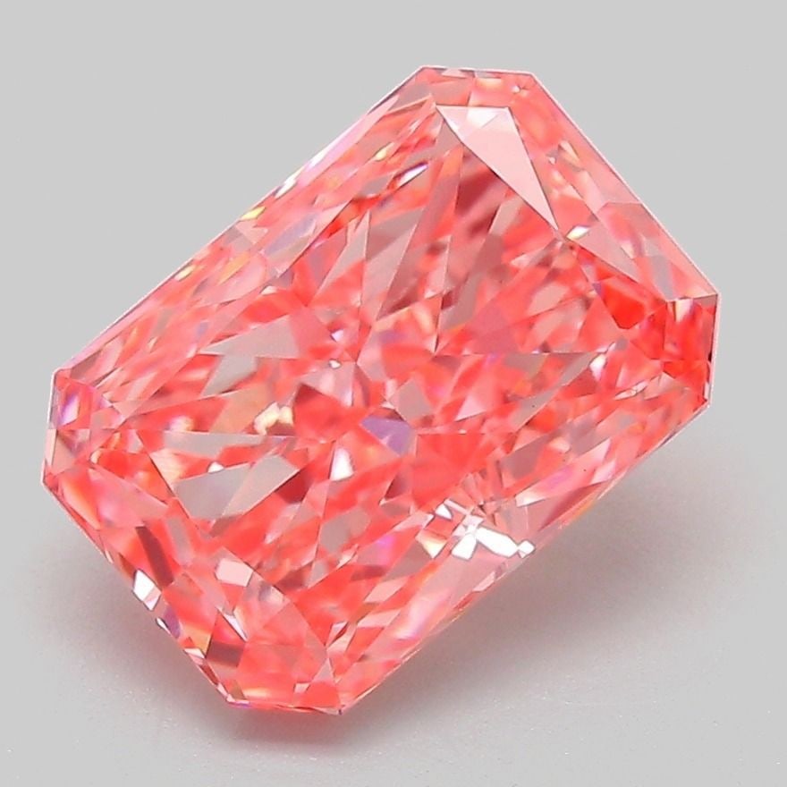 Loose Diamond - RADIANT 3.08ct Fancy Vivid Pink VS1: Loose Diamond - RADIANT 3.08ct Fancy Vivid Pink VS1 Source: This is a real non-mined Diamond that has been grown in a lab Shape: RADIANT Carats: 3.08 Color: Fancy Vivid Pink Certification: IGI Video: