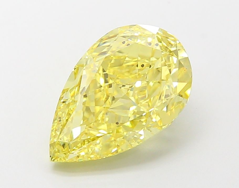 Loose Diamond - PEAR 3.51ct Fancy Vivid Yellow VS2: Loose Diamond - PEAR 3.51ct Fancy Vivid Yellow VS2 Source: This is a real non-mined Diamond that has been grown in a lab Shape: PEAR Carats: 3.51 Color: Fancy Vivid Yellow Certification: IGI Video: