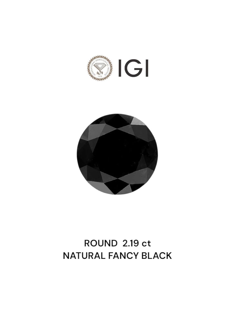 Loose Diamond - ROUND 2.19ct Fancy Black: Loose Diamond - ROUND 2.19ct Fancy Black Source: Natural Shape: ROUND Carats: 2.19 Color: Fancy Black Certification: IGI Video: