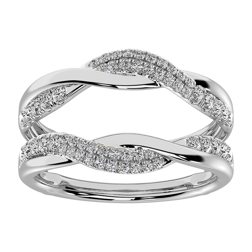 10K White Gold 1/2 Ct.Tw. Diamond Guard Ring: 10K White Gold 1/2 Ct.Tw. Diamond Guard Ring 10k White Gold Stone Color: G-h Stone Clarity: I1 Each ring is presented in standard size 6.5. Complimentary resizing is available between sizes 510 (in 1/