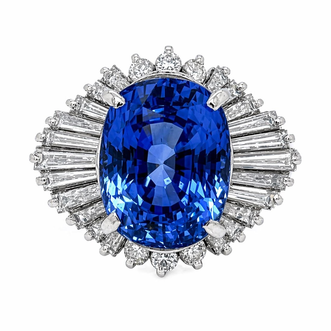GIA Certified 5.68 Ct Ceylon Sapphire and Diamond Platinum Ring (1 of 5)