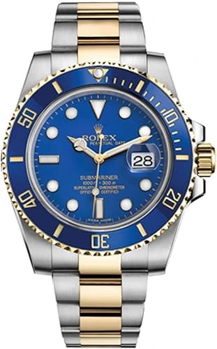 Submariner Blue Dial Mens Watch Reference 16613 Oyster Bracelet: Submariner Blue Dial Mens Watch Reference 16613 Oyster Bracelet This is a men's Rolex Submariner wristwatch featuring a blue dial and an aluminum bezel. The watch is equipped with an Oyster bracelet a
