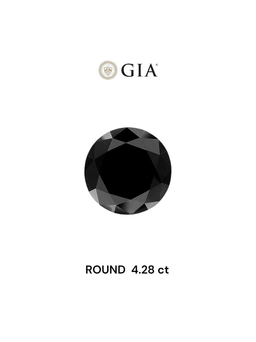 Loose Diamond - ROUND 4.28ct Fancy Black VVS2: Loose Diamond - ROUND 4.28ct Fancy Black VVS2 Source: Natural Shape: ROUND Carats: 4.28 Color: Fancy Black Certification: GIA Video: