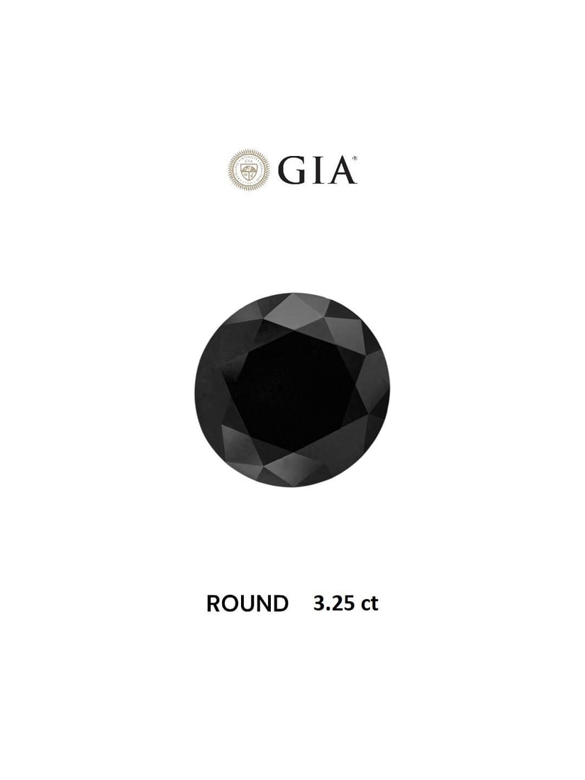 Loose Diamond - ROUND 3.25ct Fancy Black VVS2: Loose Diamond - ROUND 3.25ct Fancy Black VVS2 Source: Natural Shape: ROUND Carats: 3.25 Color: Fancy Black Certification: GIA Video: