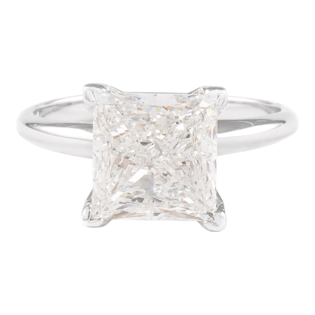 3.01ct Princess Cut Diamond Solitaire Ring in 14k White Gold GIA H VS1: 3.01ct Princess Cut Diamond Solitaire Ring in 14k White Gold GIA H VS1 This stunning contemporary solitaire ring features a GIA-graded 3.01 carat princess cut white diamond with H color and VS1 clarit