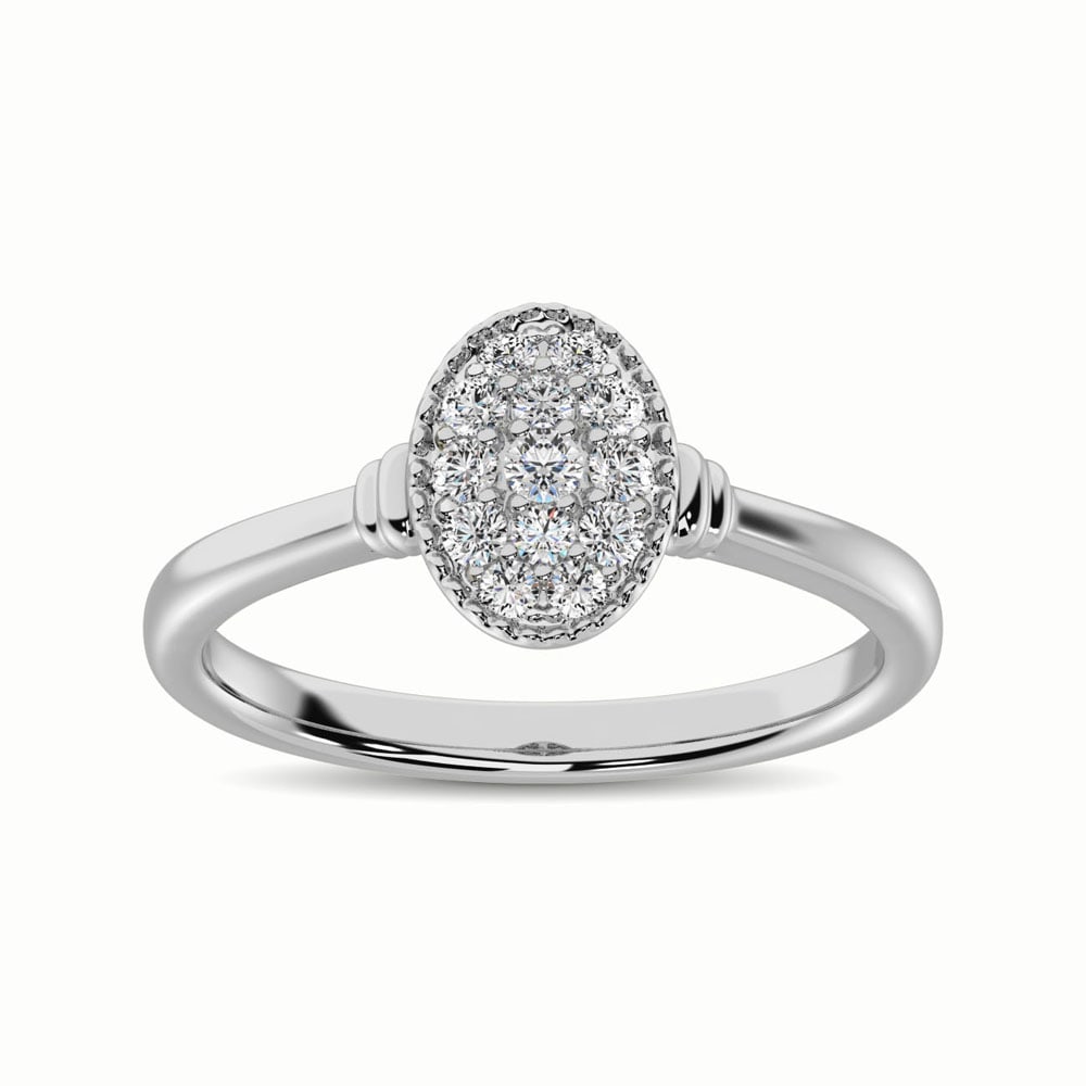 10K White Gold 1/5 Ct.Tw. Diamond Fashion Ring: 10K White Gold 1/5 Ct.Tw. Diamond Fashion Ring This amazing ring is available in 10K White Gold. There are 13 round diamonds with a total carat weight of 1/5 Ct.Tw. set in a Shared Prong setting. 10k 