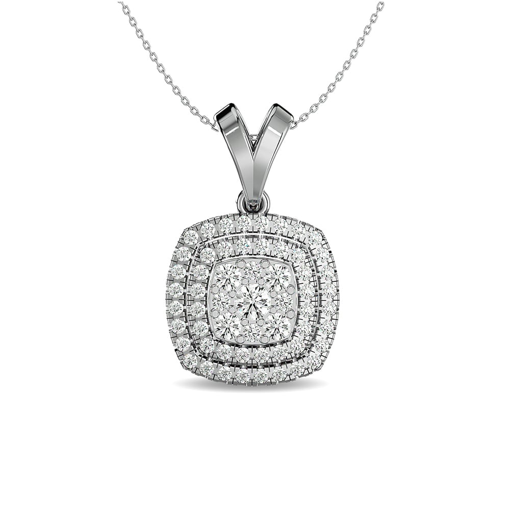 Diamond 1/2 Ct.tw Fashion Pendant in 14K White Gold: Diamond 1/2 Ct.tw Fashion Pendant in 14K White Gold 14k White Gold Stone Color: G-h Stone Clarity: I1 Unless otherwise specified, pendants that include a chain are paired with our standard 18-inch len