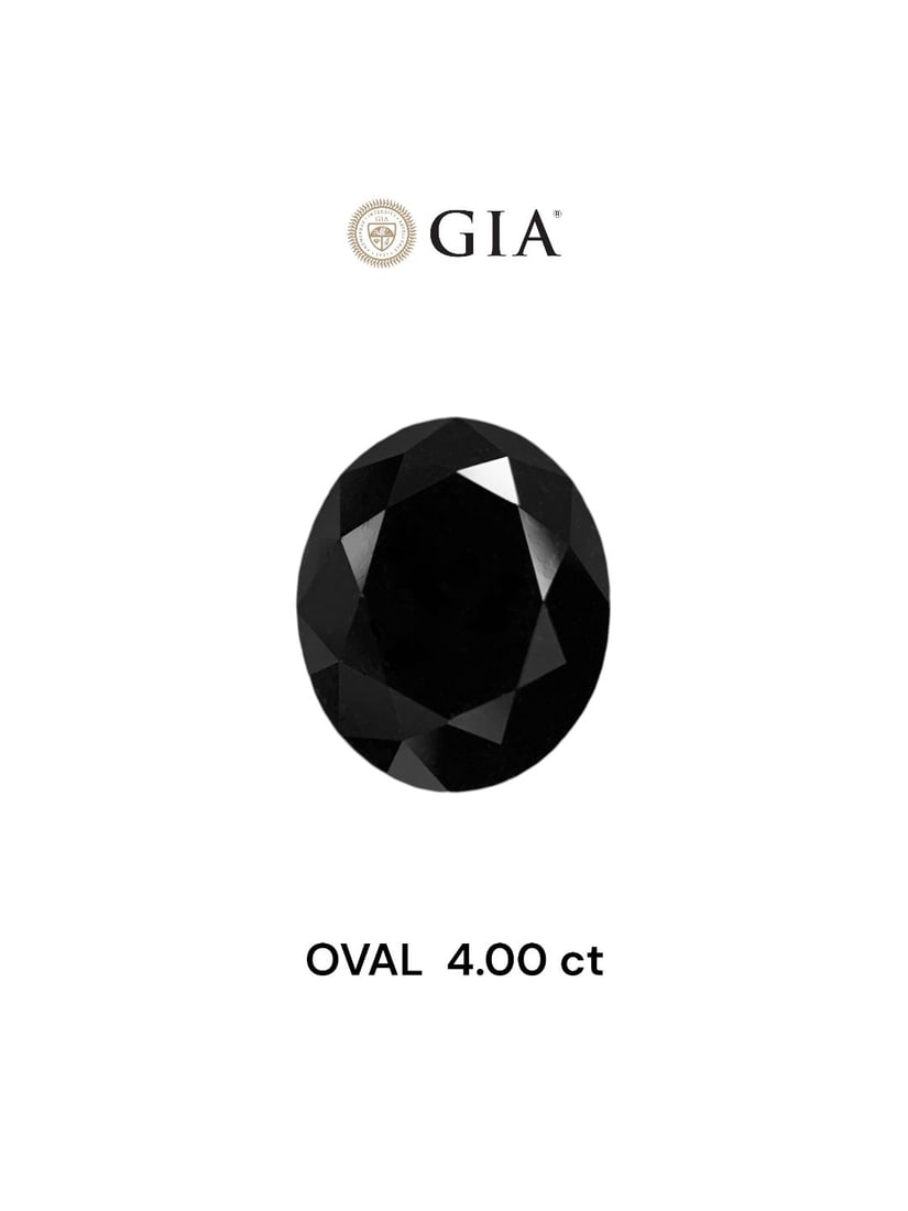 Loose Diamond - OVAL 4.0ct Fancy Black VVS2: Loose Diamond - OVAL 4.0ct Fancy Black VVS2 Source: Natural Shape: OVAL Carats: 4.0 Color: Fancy Black Certification: GIA Video: