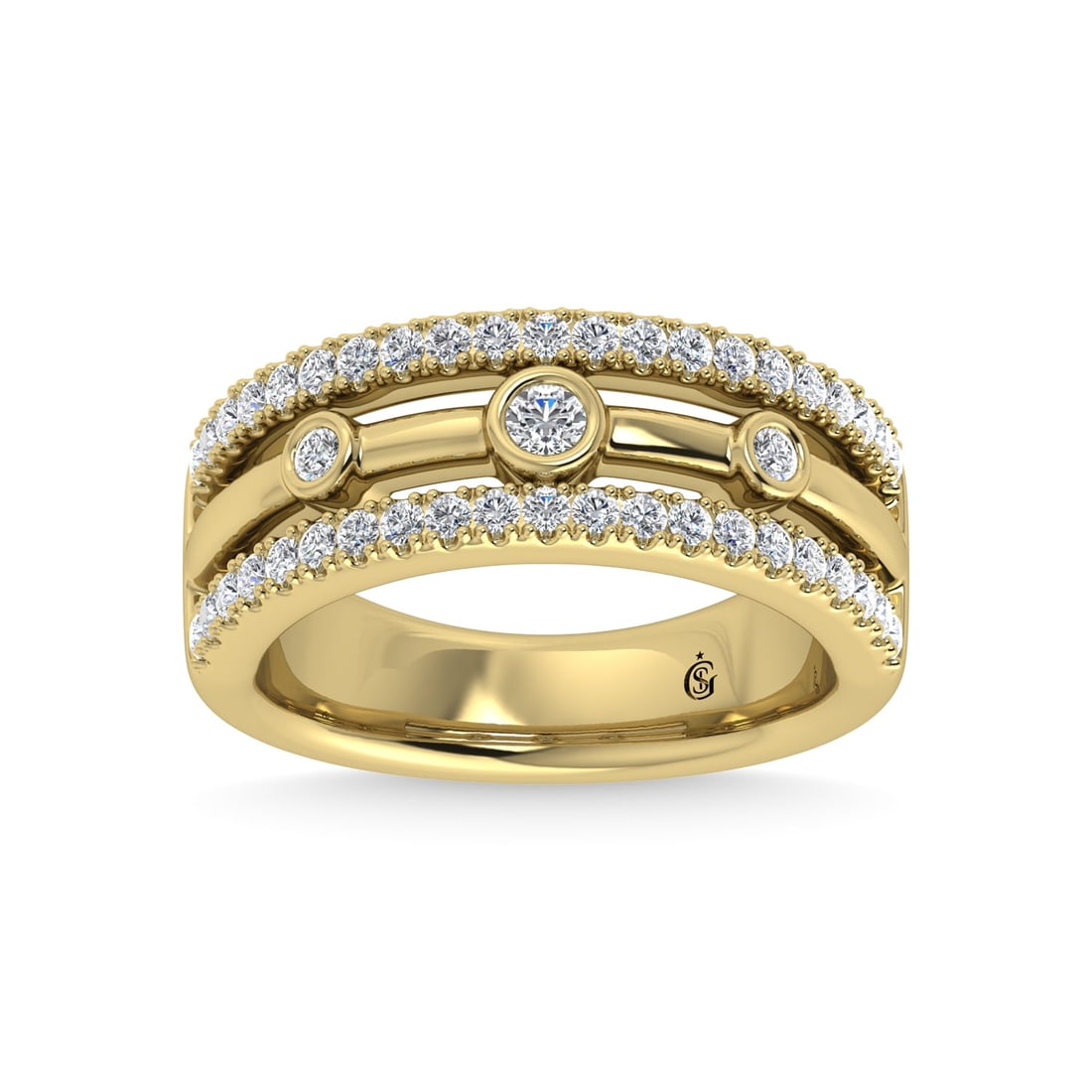 14K Two Tone Diamond 1/2 Ct.Tw. Fashion Band: 14K Two Tone Diamond 1/2 Ct.Tw. Fashion Band 14k Two Tone Stone Color: G-h Stone Clarity: Si2 Each ring is presented in standard size 6.5. Complimentary resizing is available between sizes 510 (in 1/4