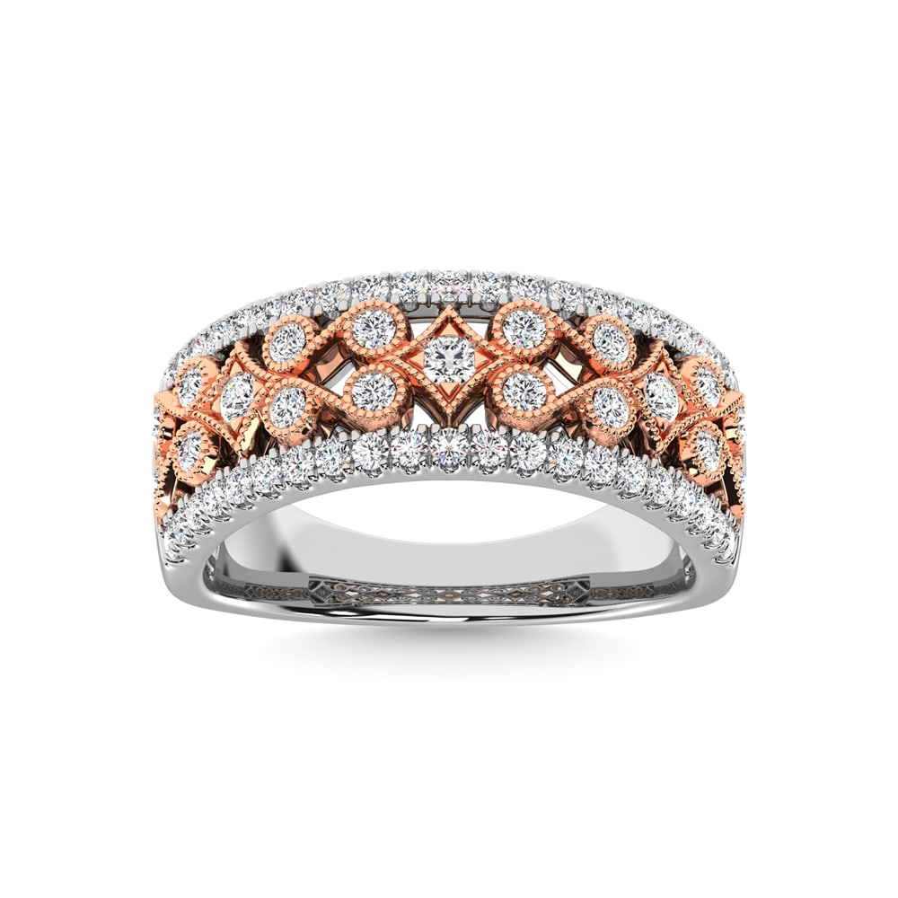 14K Two Tone Diamond 3/4 Ct.Tw. Fashion Band: 14K Two Tone Diamond 3/4 Ct.Tw. Fashion Band 14k Two Tone Stone Color: G-h Stone Clarity: I1 Each ring is presented in standard size 6.5. Complimentary resizing is available between sizes 510 (in 1/4 