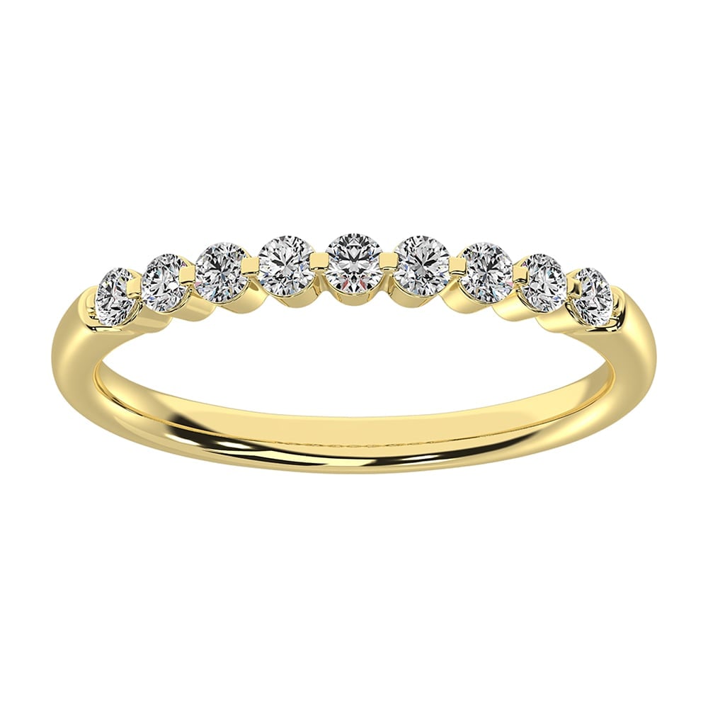 10K Yellow Gold 1/4 Ct.Tw. Diamond Stackable Band: 10K Yellow Gold 1/4 Ct.Tw. Diamond Stackable Band 10k Yellow Gold Stone Color: G-h Stone Clarity: I1 Each ring is presented in standard size 6.5. Complimentary resizing is available between sizes 510 