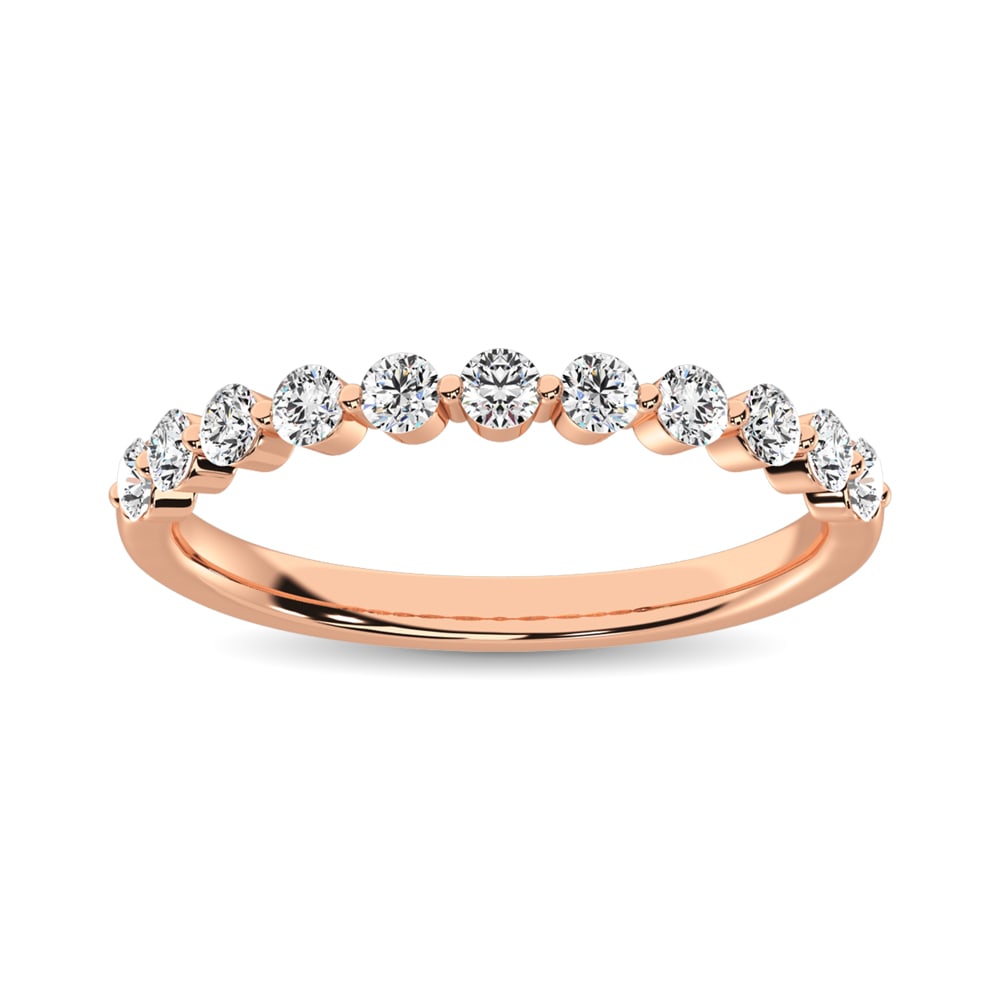 Diamond 1 Ct.Tw. Stack Band in 14K Rose Gold: Diamond 1 Ct.Tw. Stack Band in 14K Rose Gold 14k Rose Gold Stone Color: G-h Stone Clarity: I1 Each ring is presented in standard size 6.5. Complimentary resizing is available between sizes 510 (in 1/4