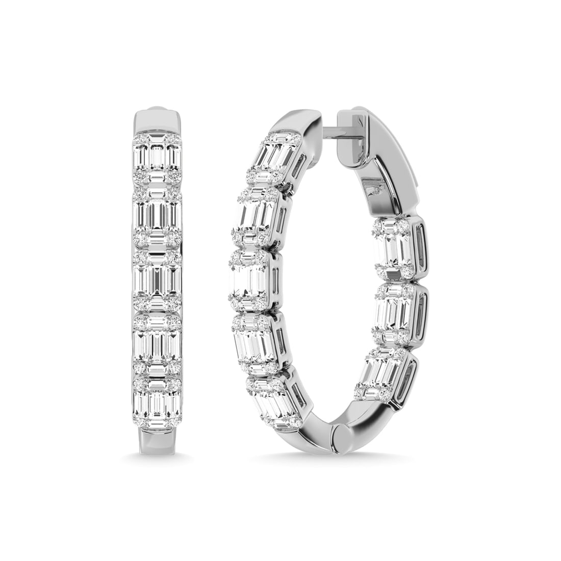 14K White Gold Diamond 2 Ct.Tw. Hoop Earrings: 14K White Gold Diamond 2 Ct.Tw. Hoop Earrings 14k White Gold Stone Color: G-h Stone Clarity: I1 This item may take 2-5 weeks for shipping. The Diamond Depot Guarantee: All items in this auction are gu