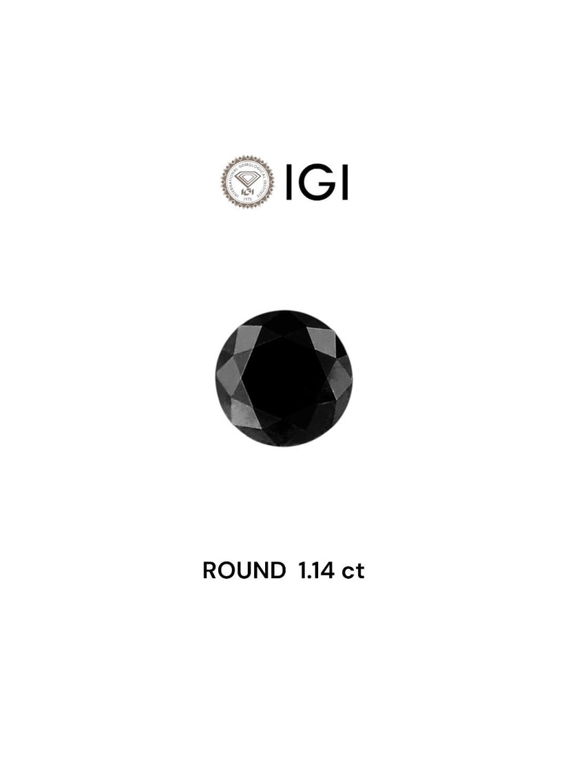 Loose Diamond - ROUND 1.14ct Fancy Black: Loose Diamond - ROUND 1.14ct Fancy Black Source: Natural Shape: ROUND Carats: 1.14 Color: Fancy Black Certification: IGI Video: