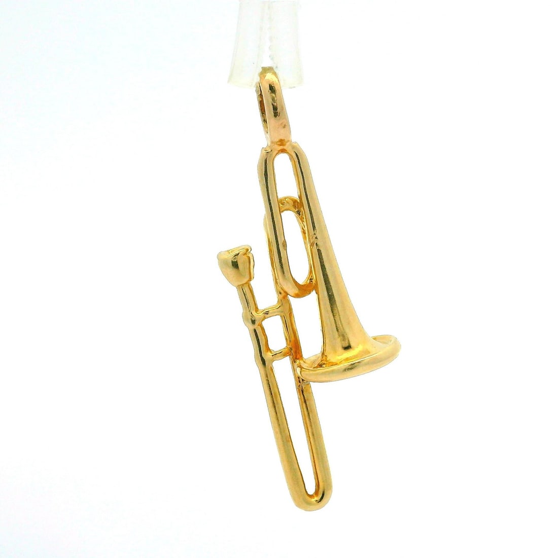 Vintage 14k Yellow Gold 3D Trumpet Horn Charm Pendant: Vintage 14k Yellow Gold 3D Trumpet Horn Charm Pendant This exquisite vintage charm pendant showcases a beautifully detailed 3D trumpet horn design, crafted from 14k yellow gold. Weighing 2.77 grams, t
