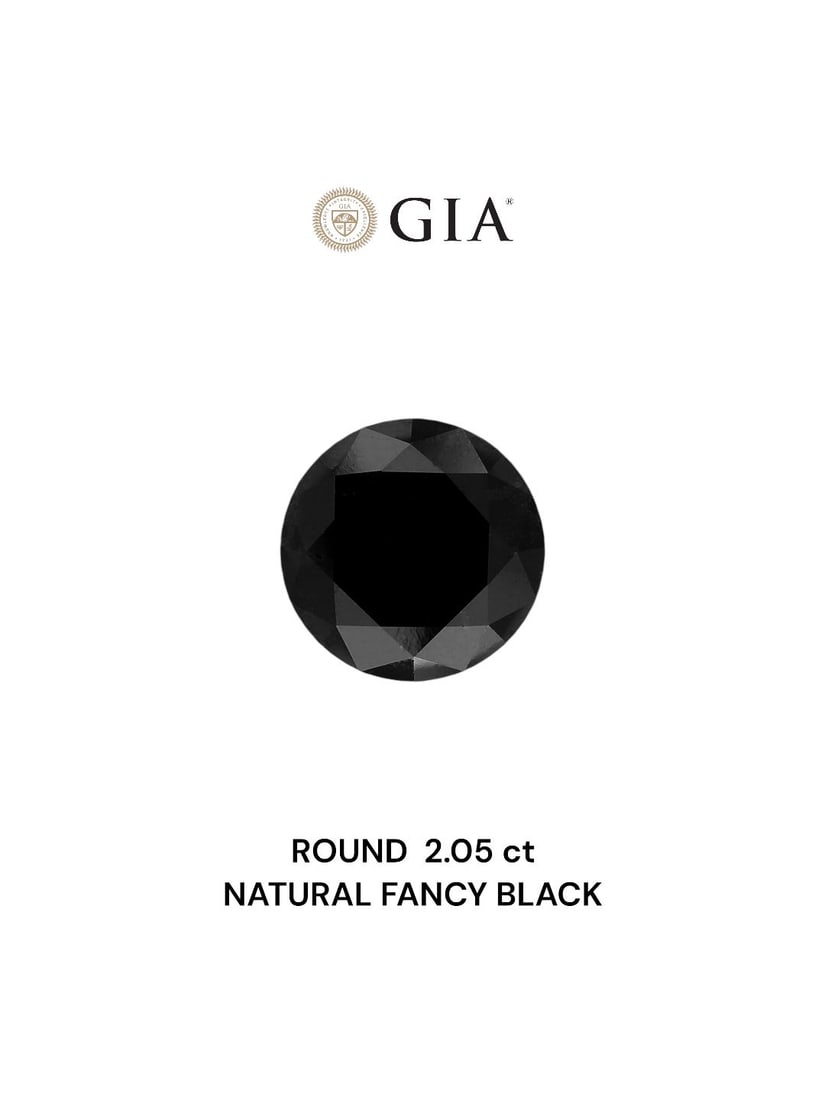 Loose Diamond - ROUND 2.05ct Fancy Black VVS2: Loose Diamond - ROUND 2.05ct Fancy Black VVS2 Source: Natural Shape: ROUND Carats: 2.05 Color: Fancy Black Certification: GIA Video: