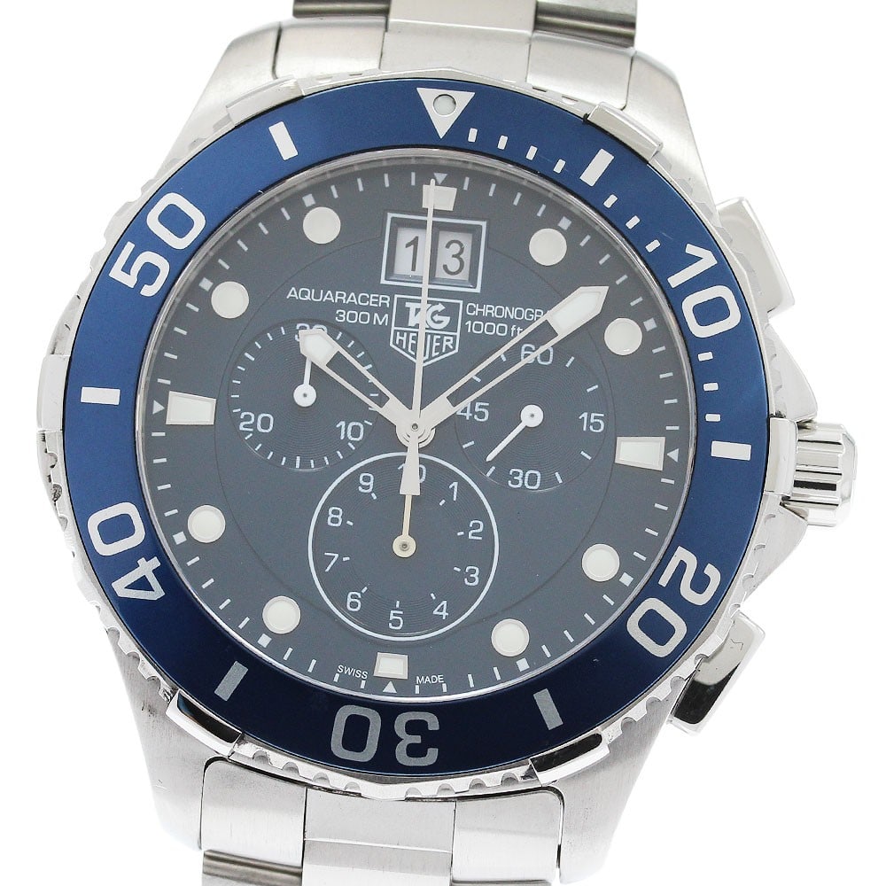 TAG Heuer Aquaracer CAN1011 blue dial quartz chronograph men's watch (1 of 6)