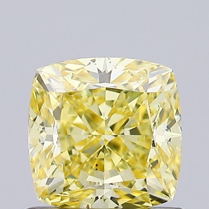 Loose Diamond - CUSHION BRILLIANT 0.98ct Fancy Intense Yellow VS2: Loose Diamond - CUSHION BRILLIANT 0.98ct Fancy Intense Yellow VS2 Source: This is a real non-mined Diamond that has been grown in a lab Shape: CUSHION BRILLIANT Carats: 0.98 Color: Fancy Intense Yello