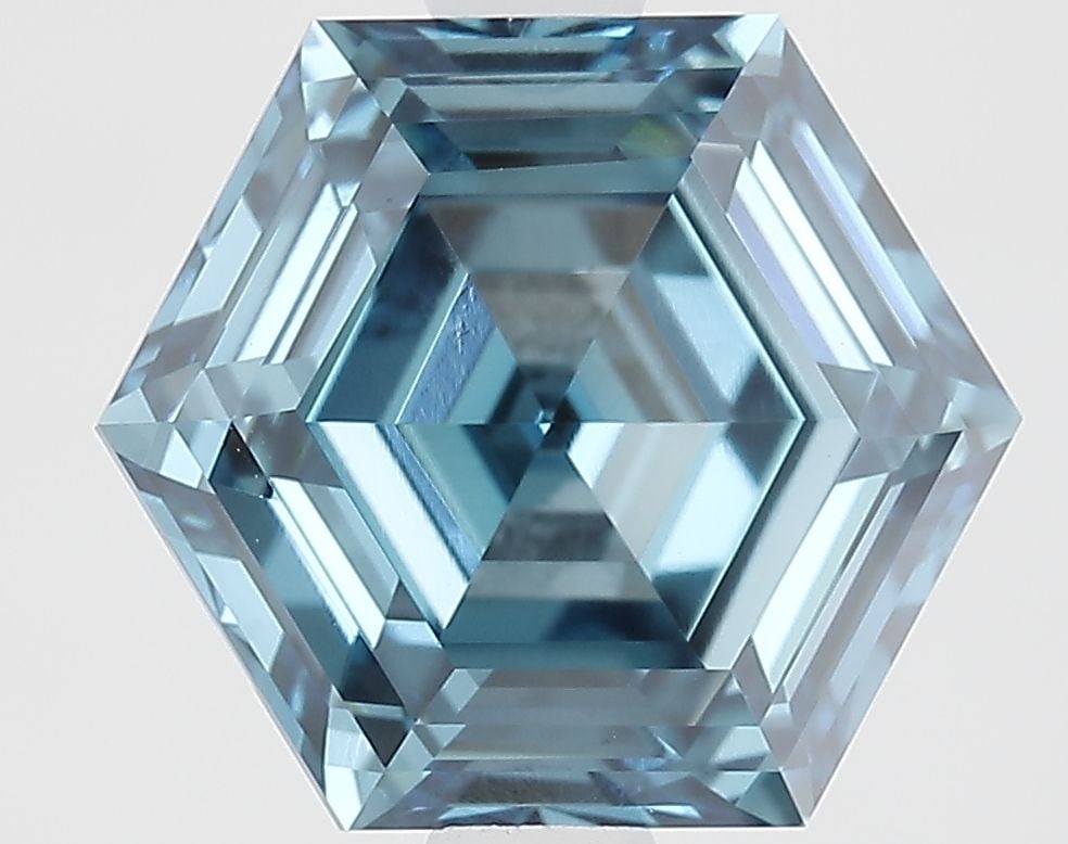 Loose Diamond - HEXAGONAL 2.0ct Fancy Vivid Blue VS1: Loose Diamond - HEXAGONAL 2.0ct Fancy Vivid Blue VS1 Source: This is a real non-mined Diamond that has been grown in a lab Shape: HEXAGONAL Carats: 2.0 Color: Fancy Vivid Blue Certification: IGI Video