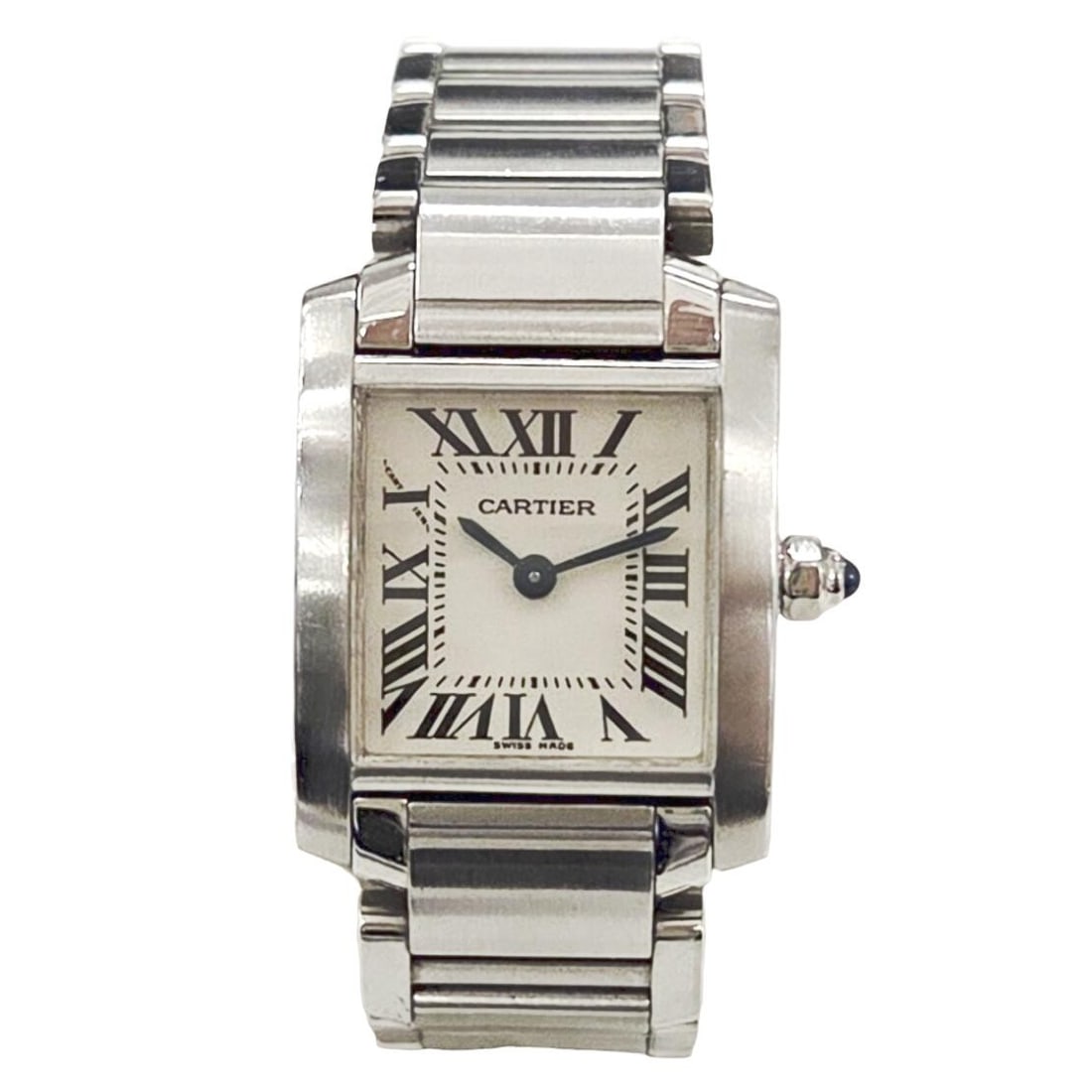 Cartier Tank Francaise Ladies Quartz Stainless Steel White Dial: Cartier Tank Francaise Ladies Quartz Stainless Steel White Dial This Cartier Tank Francaise SM W51008Q3 is a sophisticated women's wristwatch crafted from stainless steel. Featuring a quartz movement 