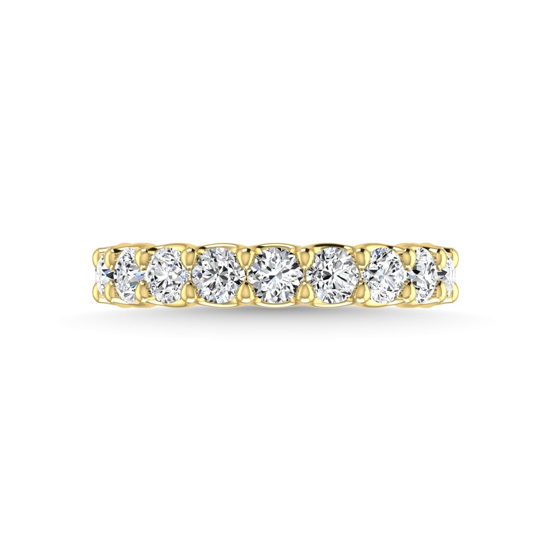 18K Yellow Gold 1 3/4 CT Tw. Round Shape Diamond Three Forth Eternity Band: 18K Yellow Gold 1 3/4 CT Tw. Round Shape Diamond Three Forth Eternity Band 18k Yellow Gold Stone Color: G-h Stone Clarity: Si Each ring is presented in standard size 6.5. Complimentary resizing is ava