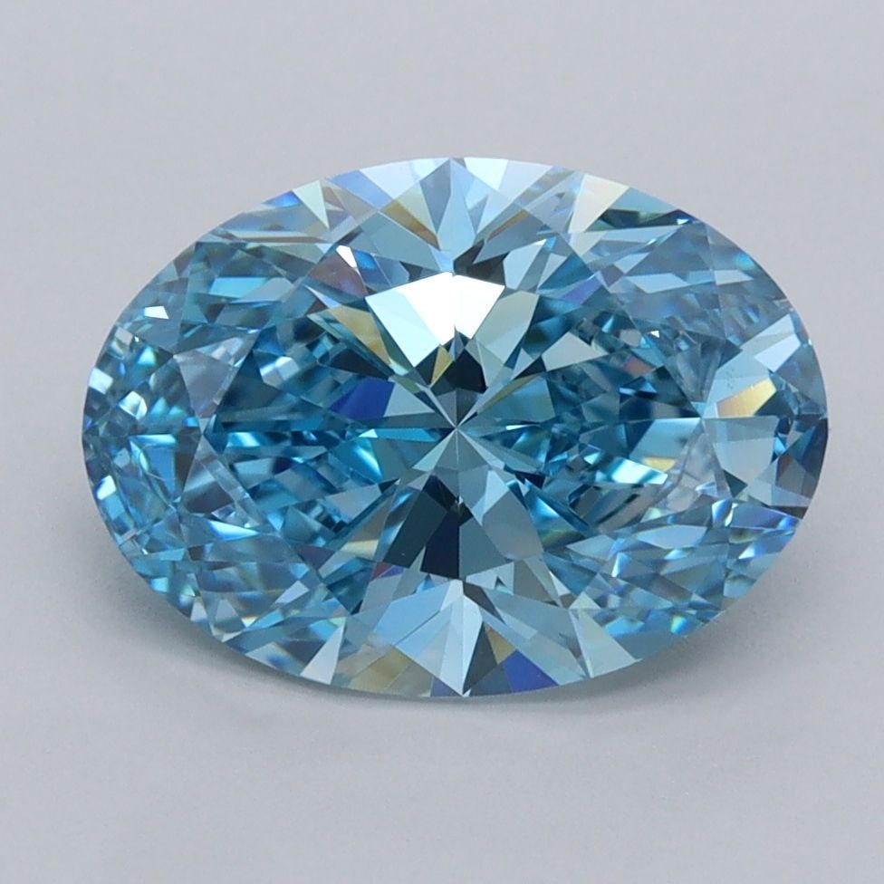 Loose Diamond - OVAL 2.7ct Fancy Vivid Blue VS1: Loose Diamond - OVAL 2.7ct Fancy Vivid Blue VS1 Source: This is a real non-mined Diamond that has been grown in a lab Shape: OVAL Carats: 2.7 Color: Fancy Vivid Blue Certification: IGI Video:
