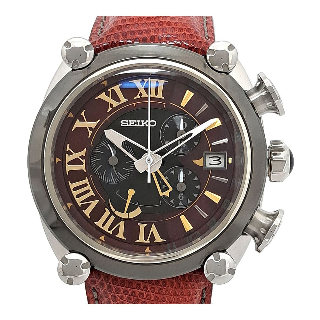 Seiko Galante Fenice SBLA095 Automatic Red Dial Watch: Seiko Galante Fenice SBLA095 Automatic Red Dial Watch This Seiko Galante Chronograph Fenice SBLA095 is a sophisticated men's wristwatch crafted in Japan. Featuring a stainless steel case with a red di