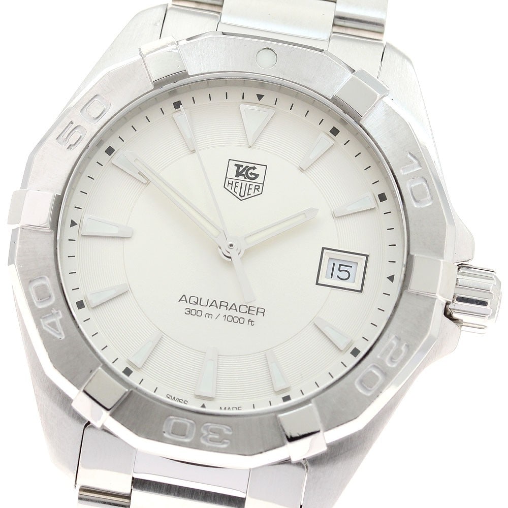 TAG Heuer Aquaracer Quartz Date Men's Stainless Steel Watch: TAG Heuer Aquaracer Quartz Date Men's Stainless Steel Watch This TAG Heuer Aquaracer Date Quartz Men's Watch (model WAY1111.BA0910) features a stainless steel case and bracelet with a silver dial. The