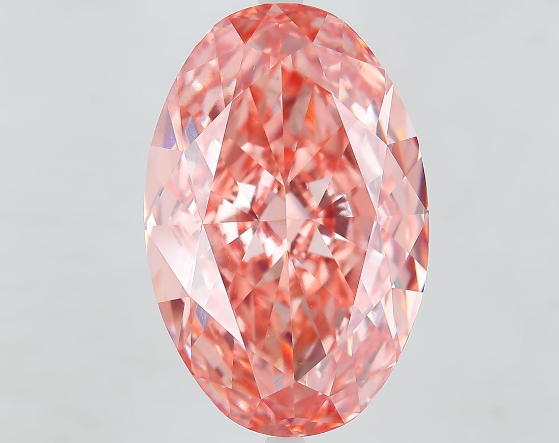 Loose Diamond - OVAL 20.1ct Fancy Vivid Pink VS1: Loose Diamond - OVAL 20.1ct Fancy Vivid Pink VS1 Source: This is a real non-mined Diamond that has been grown in a lab Shape: OVAL Carats: 20.1 Color: Fancy Vivid Pink Certification: IGI Video:
