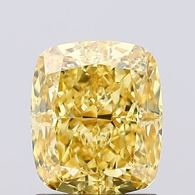 Loose Diamond - CUSHION MODIFIED 1.54ct Fancy Vivid Yellow VS1: Loose Diamond - CUSHION MODIFIED 1.54ct Fancy Vivid Yellow VS1 Source: This is a real non-mined Diamond that has been grown in a lab Shape: CUSHION MODIFIED Carats: 1.54 Color: Fancy Vivid Yellow Cert
