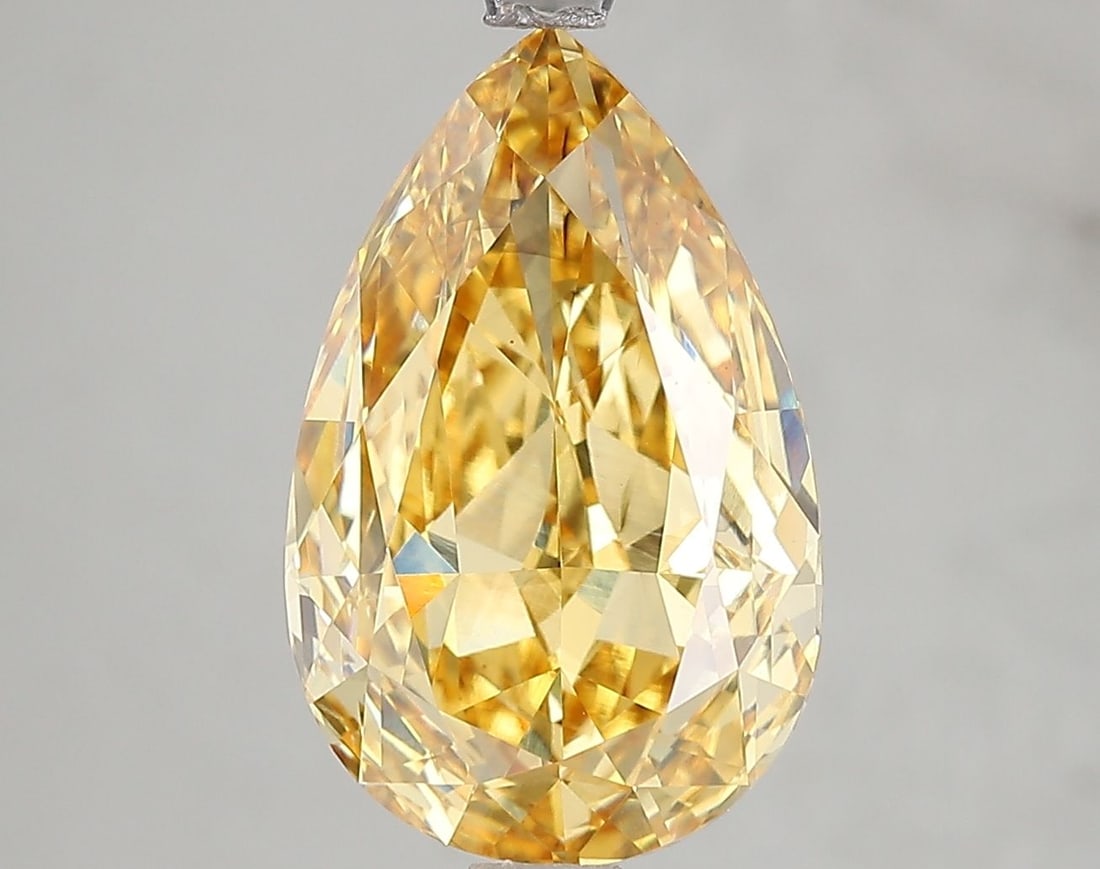 Loose Diamond - PEAR 5.03ct Fancy Vivid Yellow SI1: Loose Diamond - PEAR 5.03ct Fancy Vivid Yellow SI1 Source: This is a real non-mined Diamond that has been grown in a lab Shape: PEAR Carats: 5.03 Color: Fancy Vivid Yellow Certification: IGI Video: