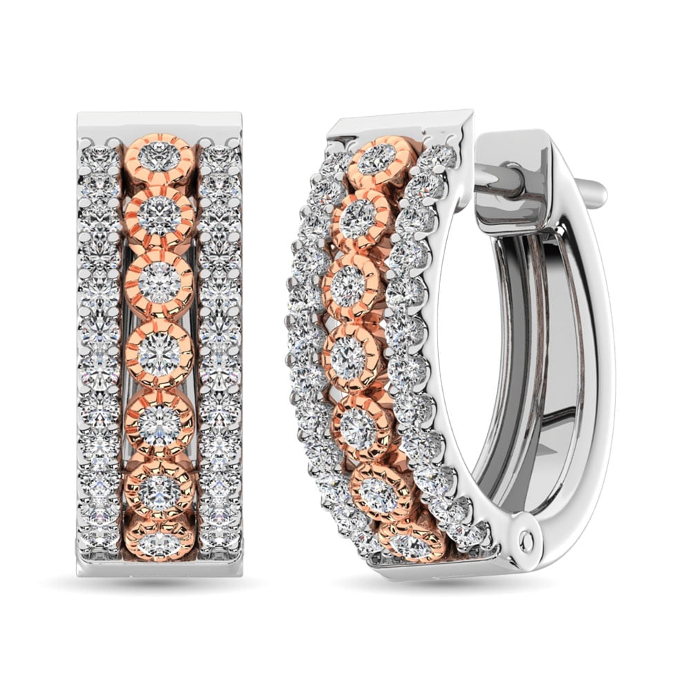 Diamond 3/8 Ct.Tw. Hoop Earrings in 14K Two Tone Gold: Diamond 3/8 Ct.Tw. Hoop Earrings in 14K Two Tone Gold 14k Two Tone Stone Color: G-h Stone Clarity: I1 This item may take 2-5 weeks for shipping. The Diamond Depot Guarantee: All items in this auction 