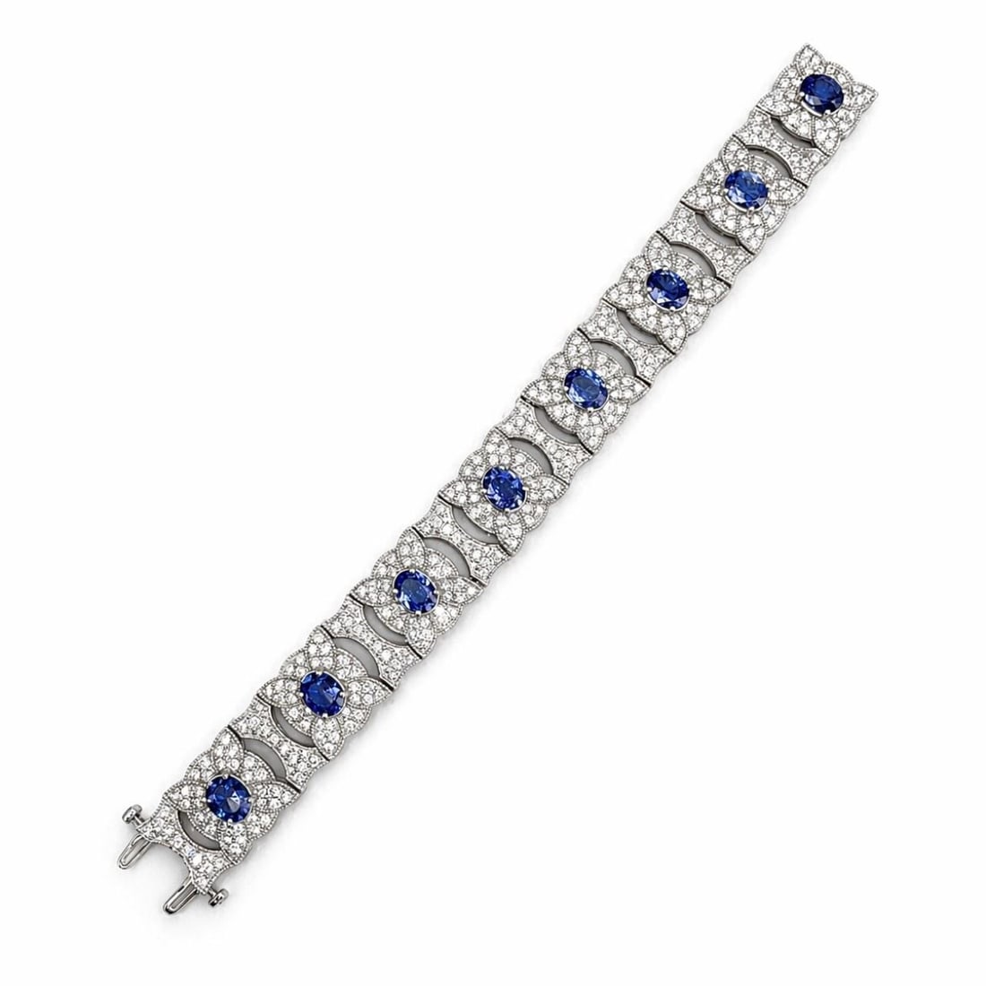 Tanzanite and Diamond Bracelet in 14K White Gold 36.4g 7in (1 of 4)