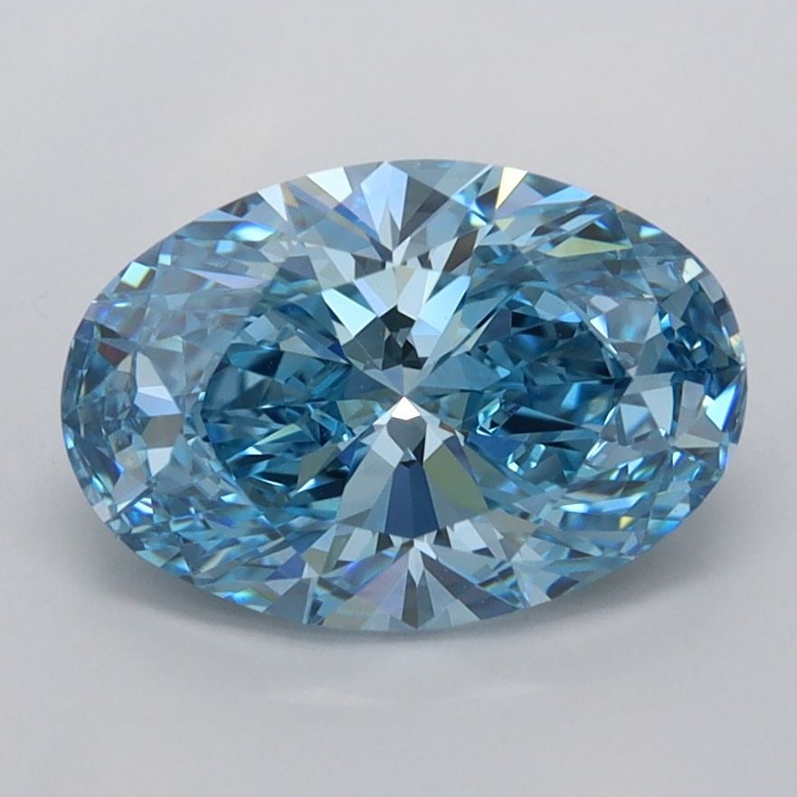 Loose Diamond - OVAL 2.02ct Fancy Vivid Blue VVS1: Loose Diamond - OVAL 2.02ct Fancy Vivid Blue VVS1 Source: This is a real non-mined Diamond that has been grown in a lab Shape: OVAL Carats: 2.02 Color: Fancy Vivid Blue Certification: IGI Video: