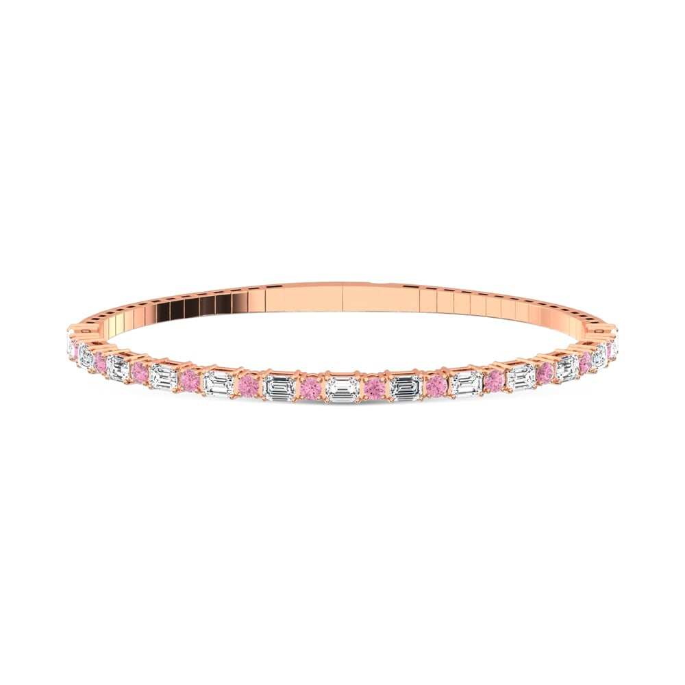 14K Two Tone Lab Grown White and Pink Diamond 2 7/8 Ct.Tw. Bangle: 14K Two Tone Lab Grown White and Pink Diamond 2 7/8 Ct.Tw. Bangle Crafted in 14K Two Tone Gold, this bangle features white and pink lab grown diamonds totaling 2 7/8 Ct.Tw., offering elegant color con