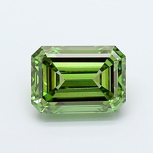 Loose Diamond - EMERALD 1.24ct Fancy Vivid Green VS2: Loose Diamond - EMERALD 1.24ct Fancy Vivid Green VS2 Source: This is a real non-mined Diamond that has been grown in a lab Shape: EMERALD Carats: 1.24 Color: Fancy Vivid Green Certification: IGI Video