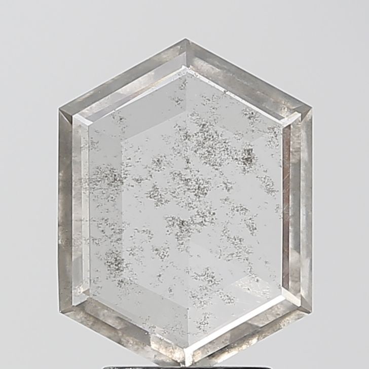 Loose Diamond - HEXAGONAL 1.9ct Salt and Pepper I1: Loose Diamond - HEXAGONAL 1.9ct Salt and Pepper I1 Source: This is a real non-mined Diamond that has been grown in a lab Shape: HEXAGONAL Carats: 1.9 Color: Salt and Pepper Certification: NONE Video: