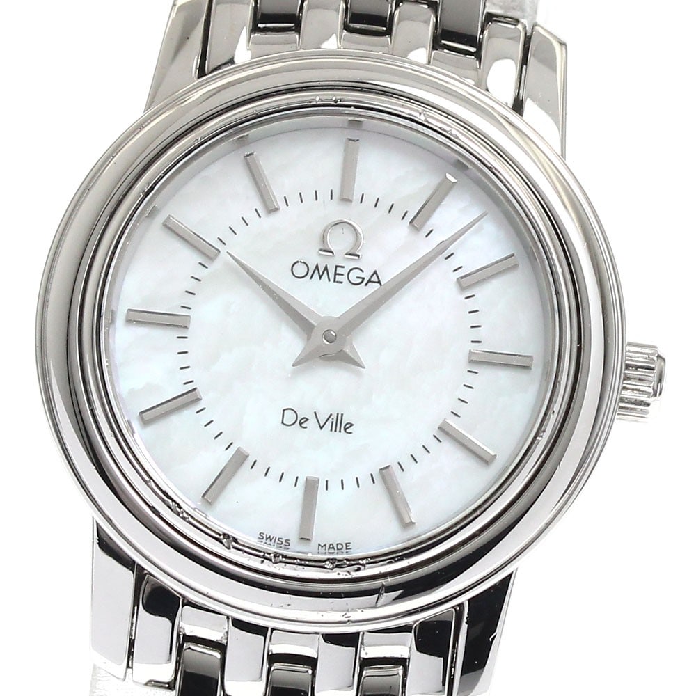 Omega De Ville Prestige Quartz 4570.72 Womens Stainless Steel Watch: Omega De Ville Prestige Quartz 4570.72 Womens Stainless Steel Watch This OMEGA De Ville Prestige women's wristwatch features a stainless steel case and bracelet, complemented by a white mother-of-pear