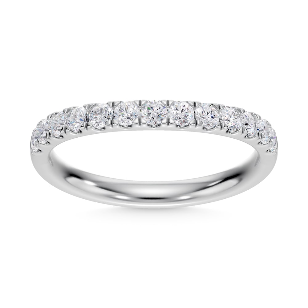 14K White Gold Lab Grown Diamond 1/2 Ct.Tw. Wedding Band: 14K White Gold Lab Grown Diamond 1/2 Ct.Tw. Wedding Band Celebrate your forever moment with the timeless brilliance of our Halo Diamond Engagement Ring. This exquisite piece features a stunning Round 